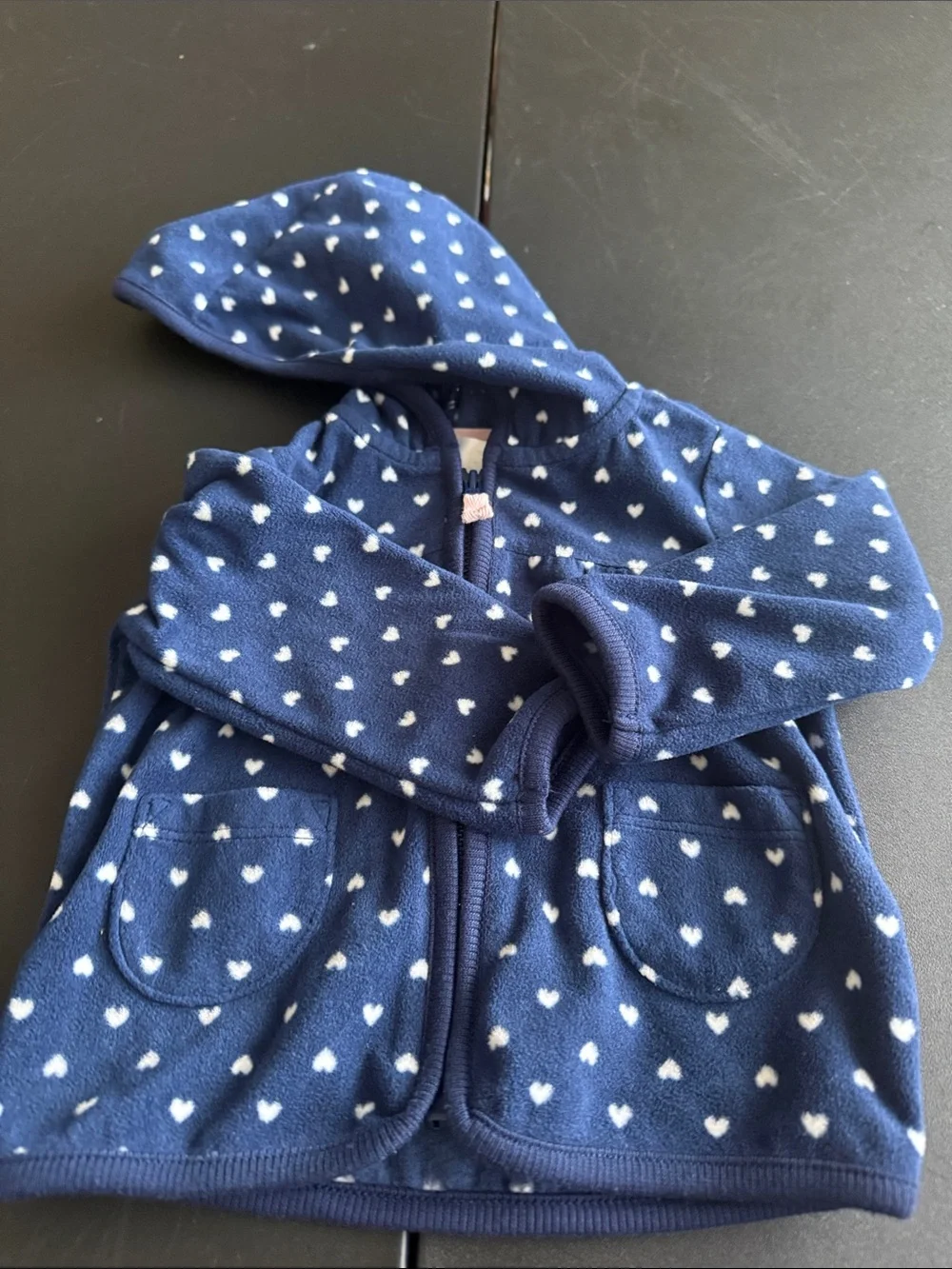 Carter's Navy Blue Hoodie with White Heart Print